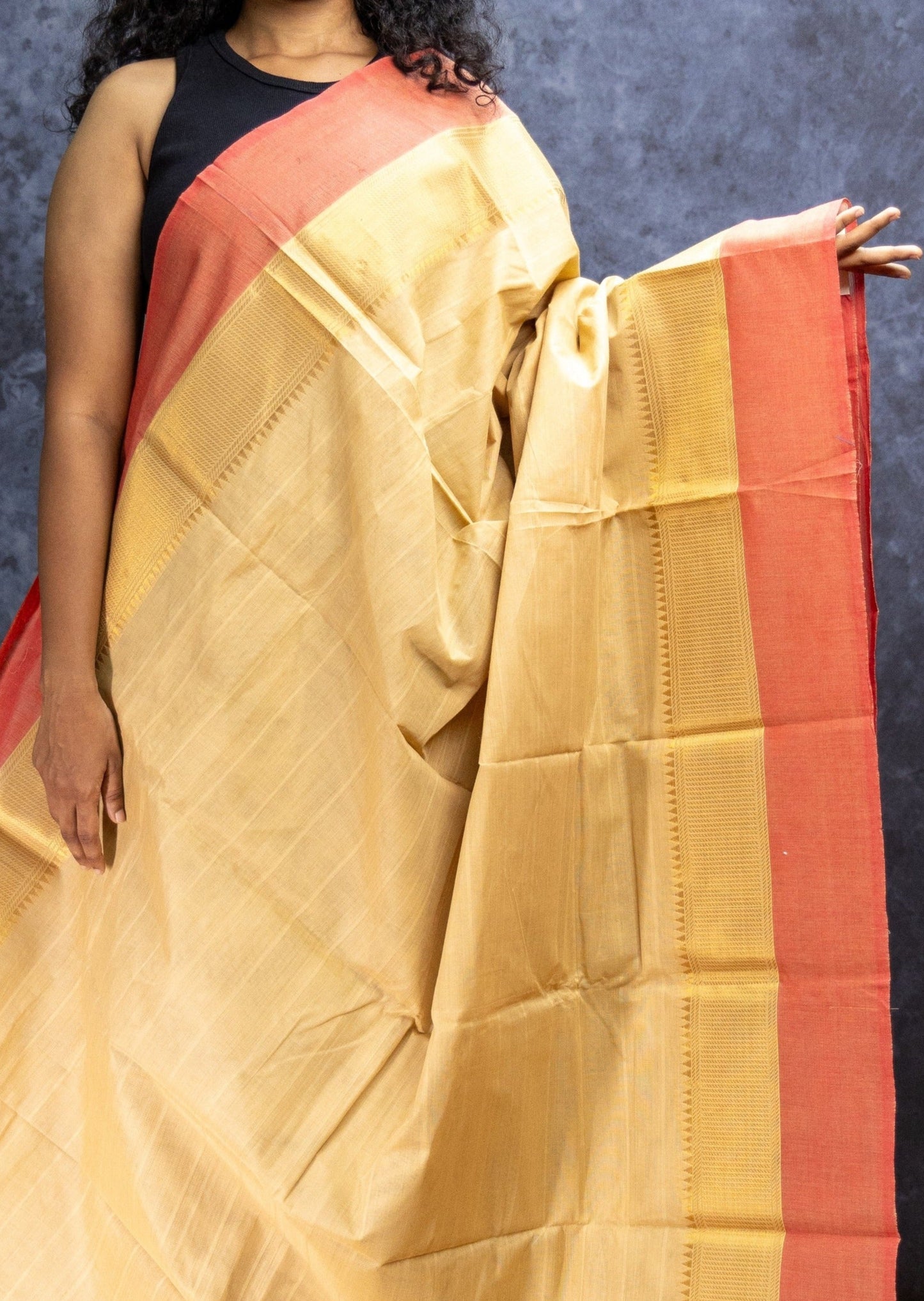 Beige and Light Pink Chettinadu Cotton Saree