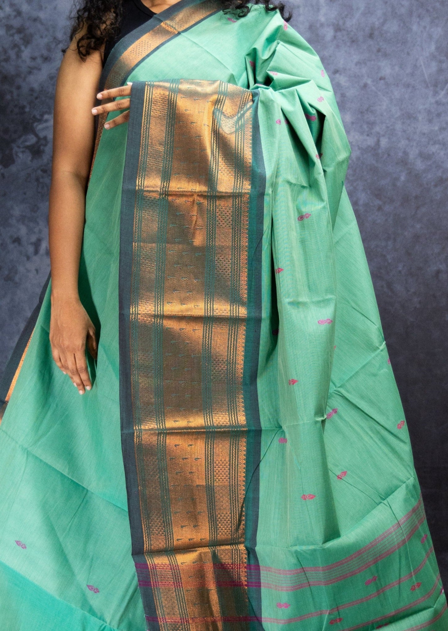 Dusty Jade Green Chettinadu Cotton Saree