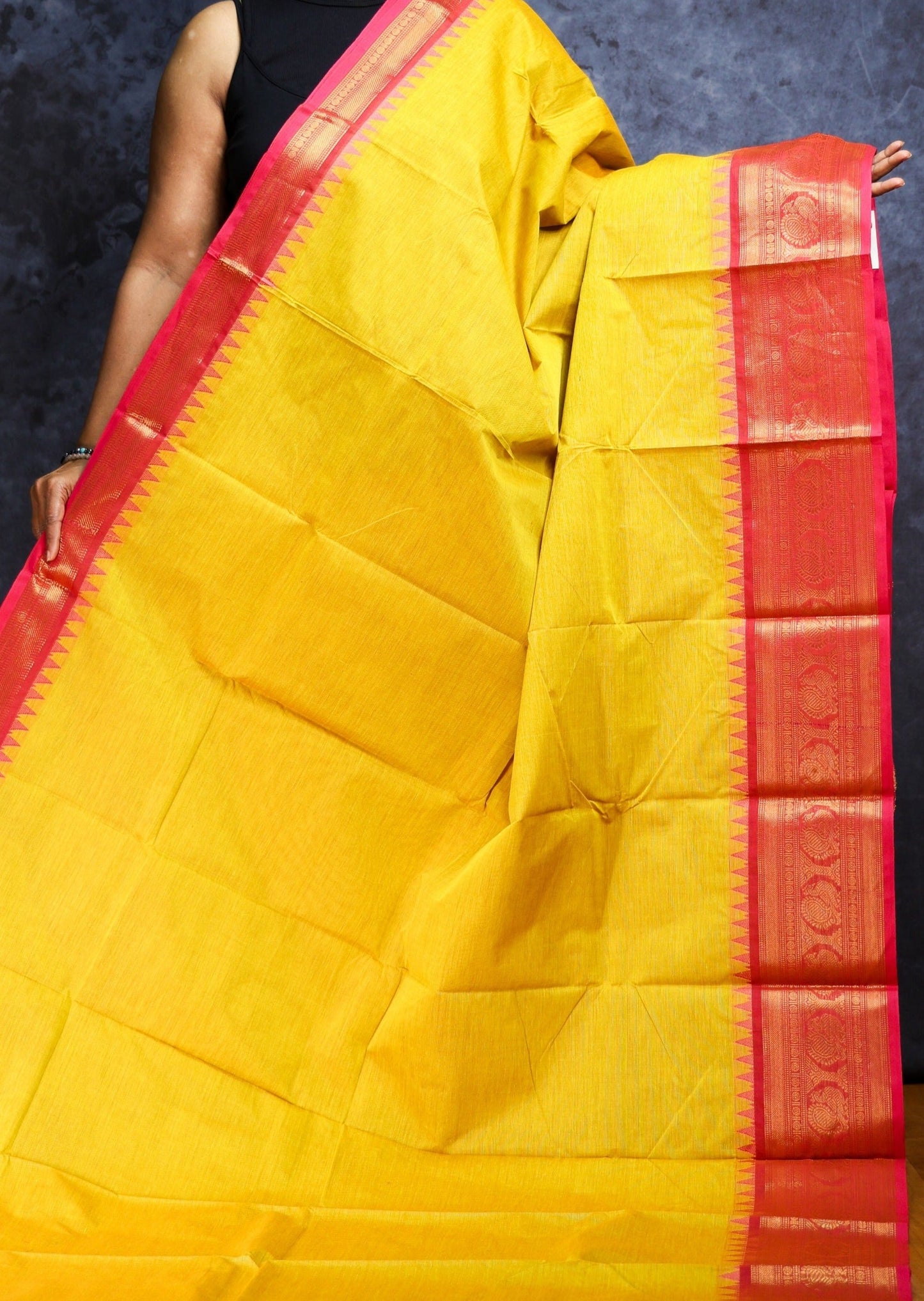 Yellow Big Border Chettinadu Cotton Saree