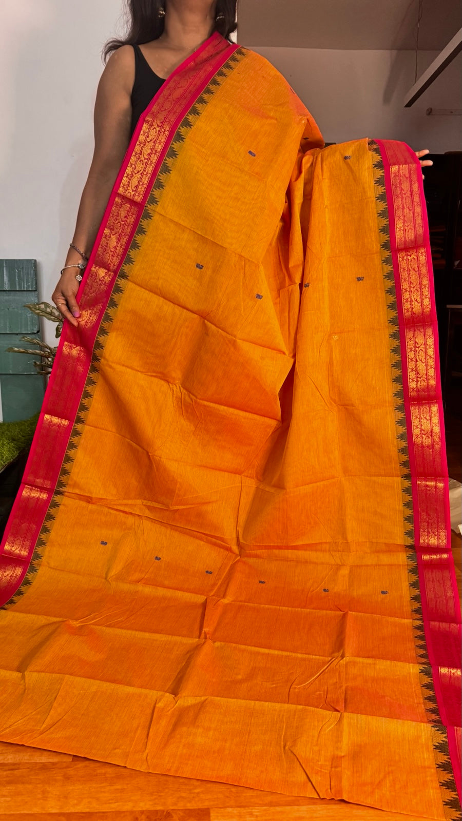 Orange and Pink Chettinadu Saree