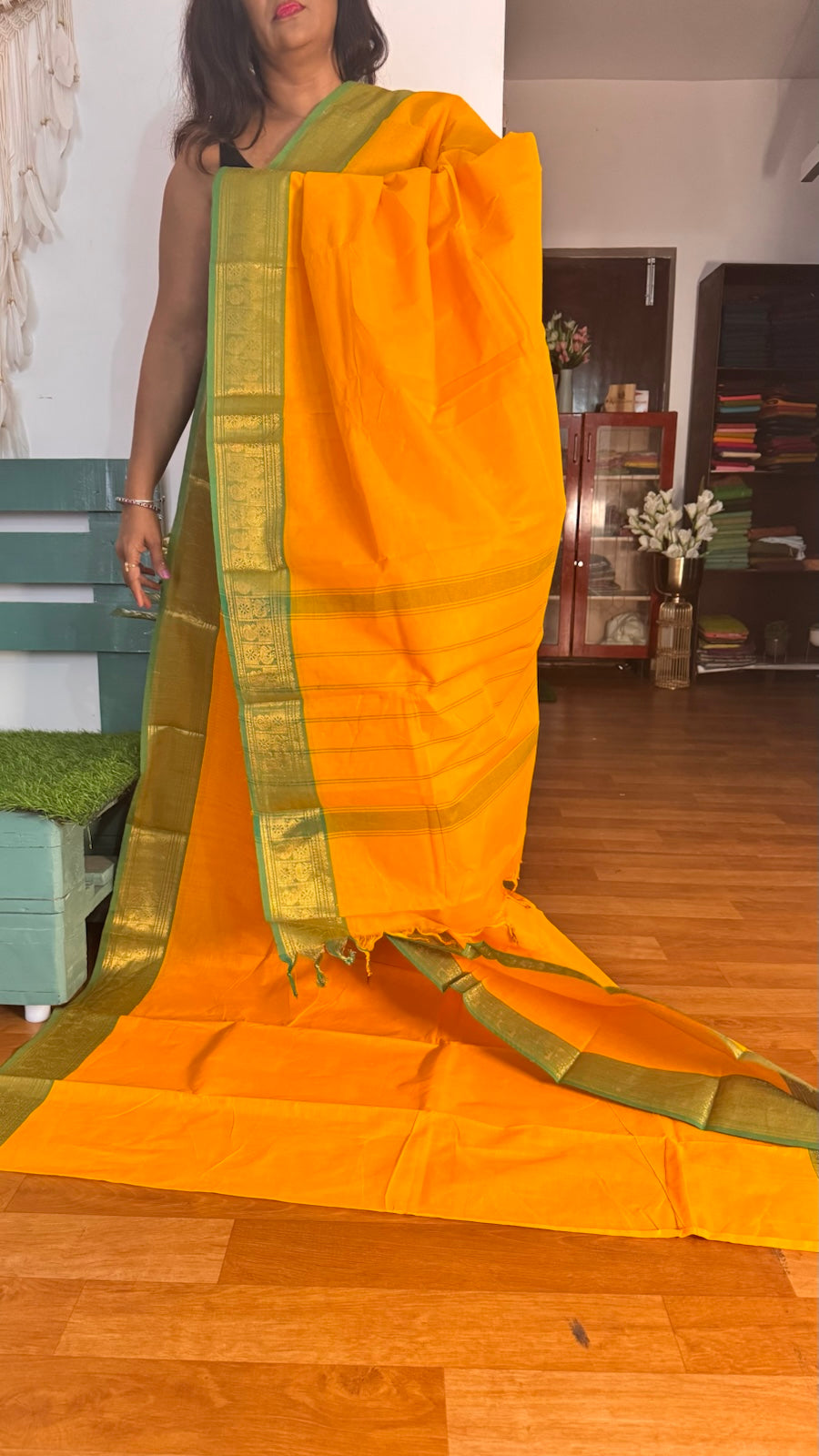 Mango Ripe Yellow Chettinadu Saree