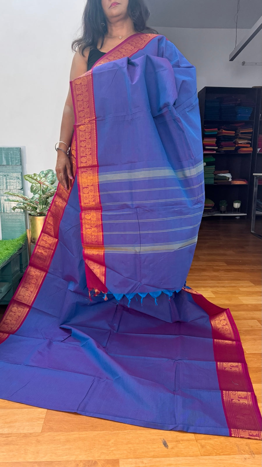 Dark Lavender wth Majenta Chettnadu Saree