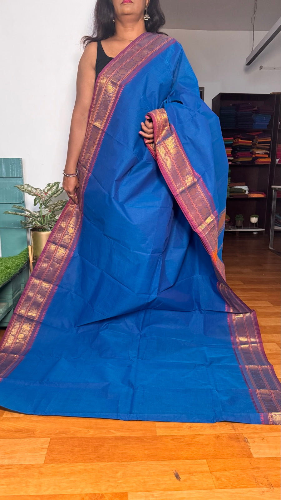 Blue and Pink chettinadu Saree