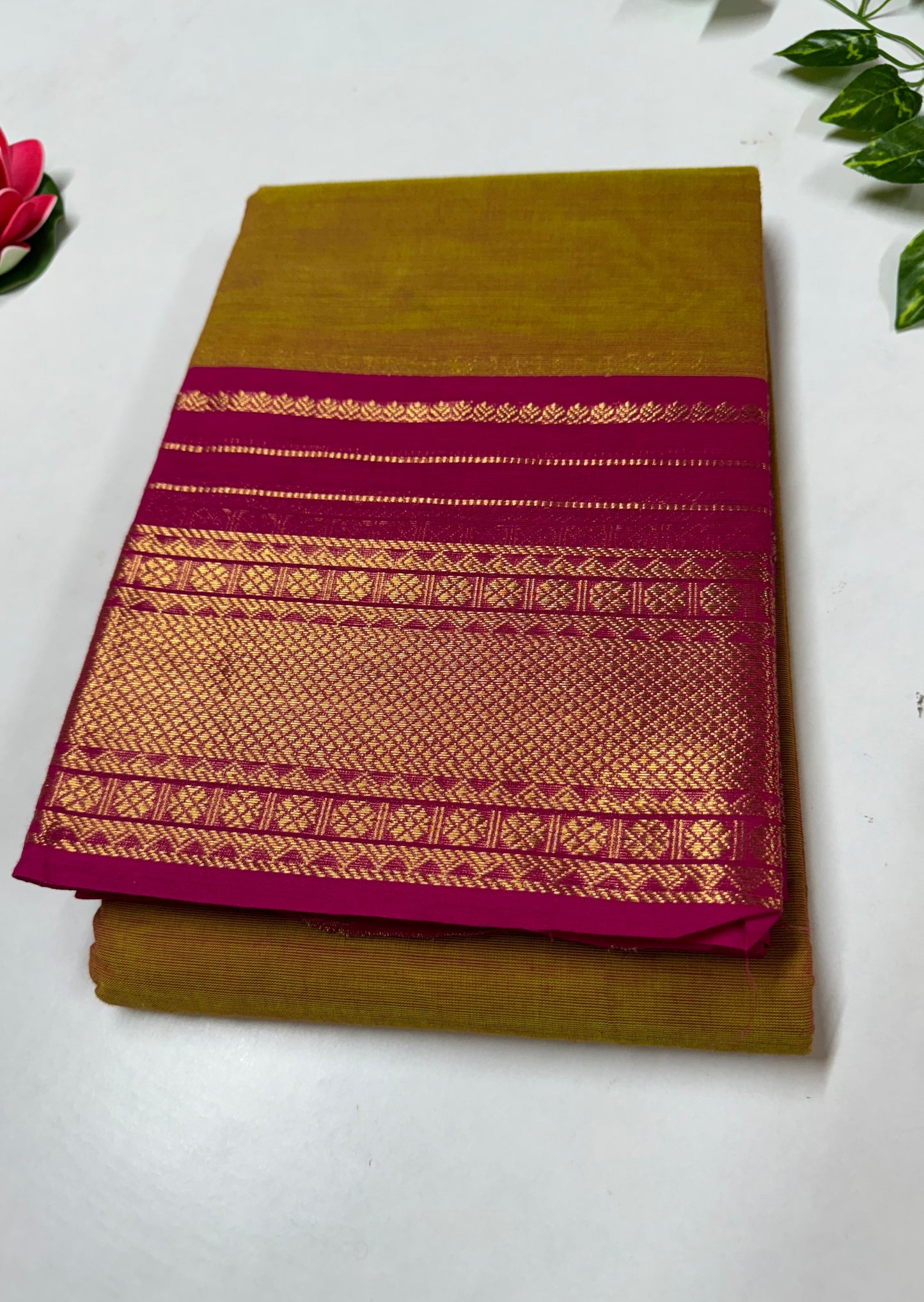 Mustard and Pink Chettinadu Cotton Saree