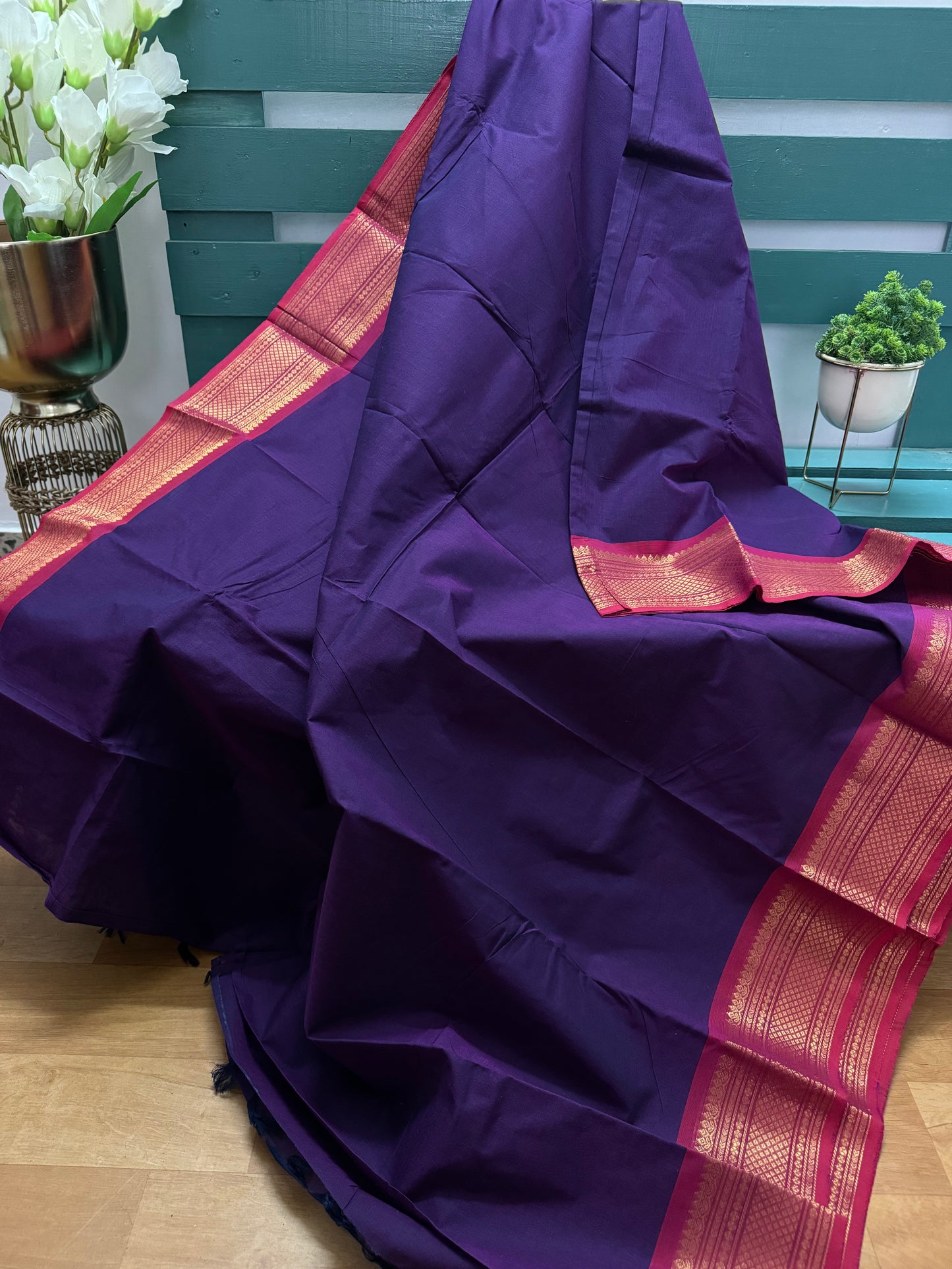 Violet and Pink Chettinadu Cotton Saree