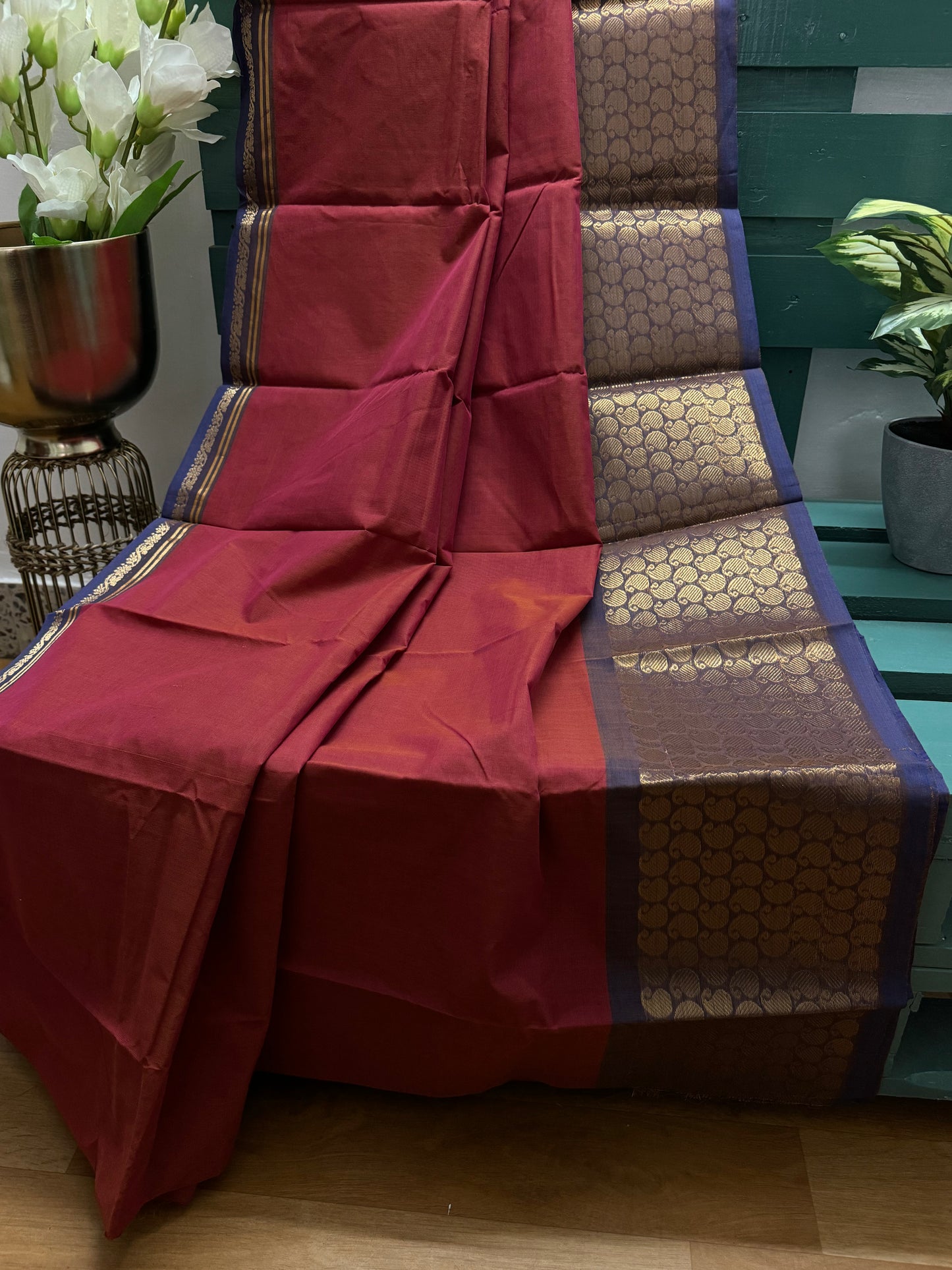 Dark Punch Pink Chettinadu Cotton Saree