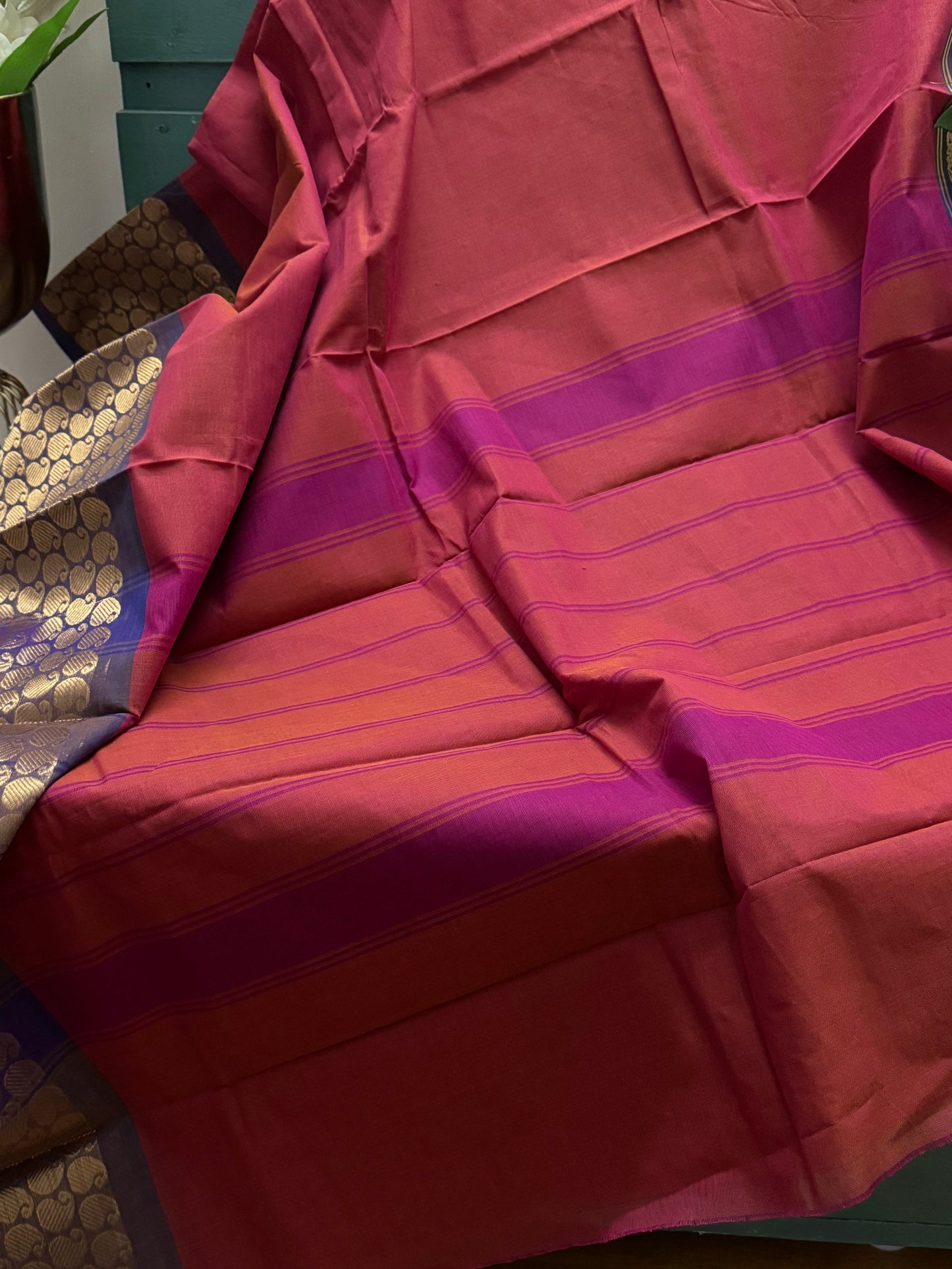 Dark Punch Pink Chettinadu Cotton Saree