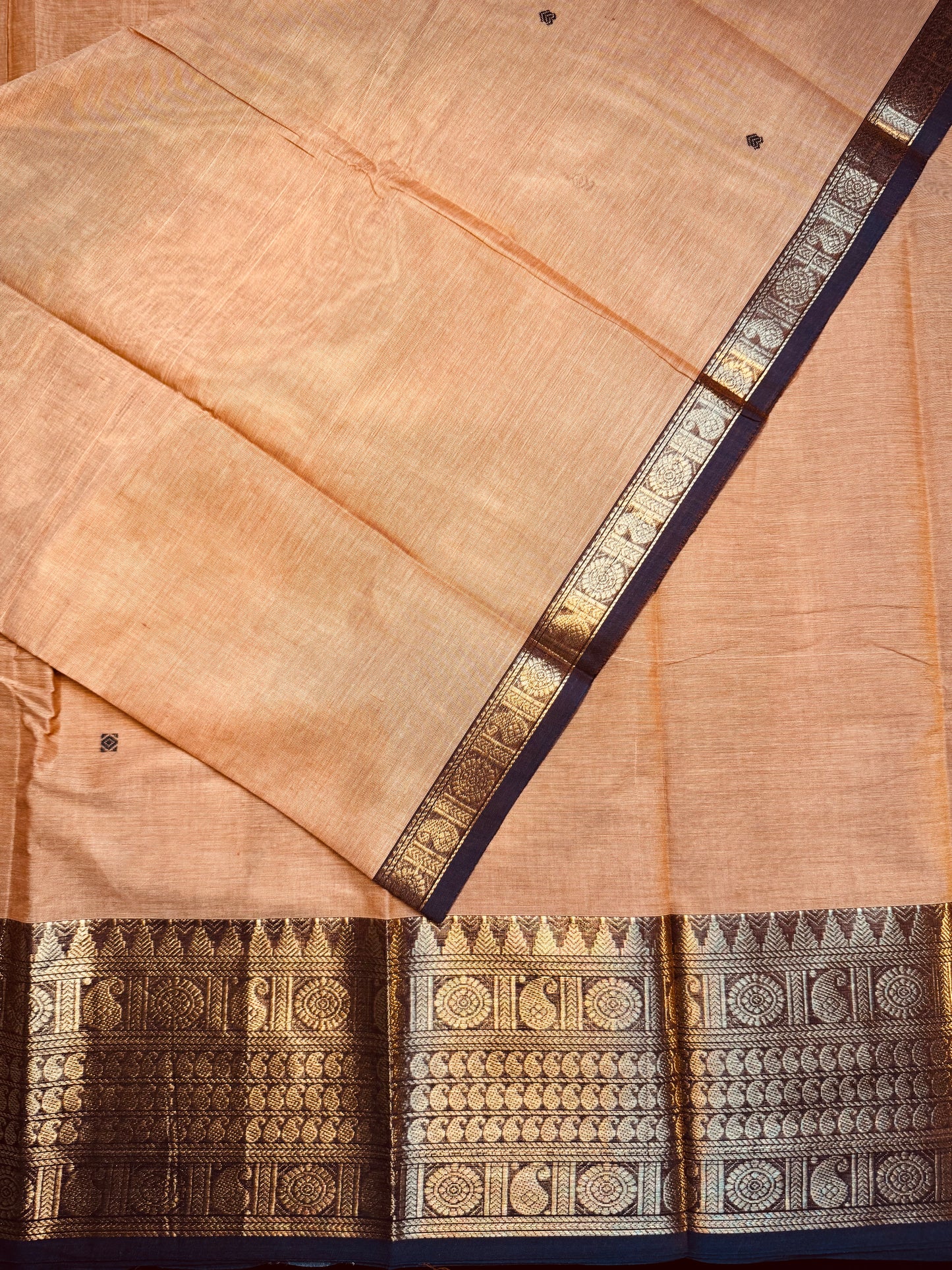 Khaki big border Chettinadu Saree