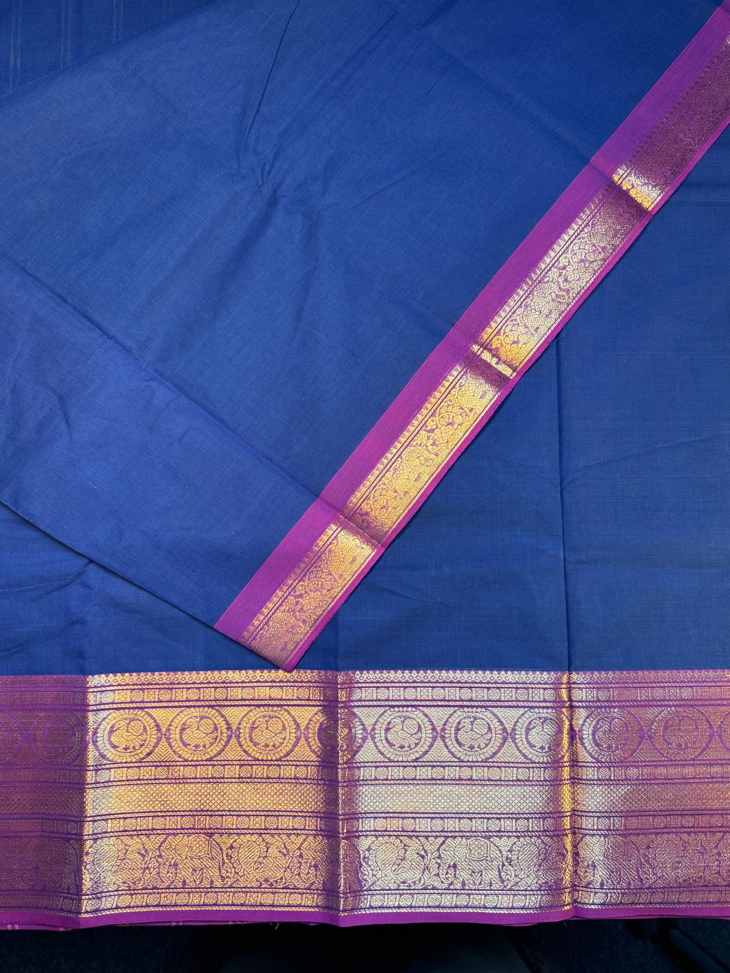 Violet and Majenta big border chettinadu Saree