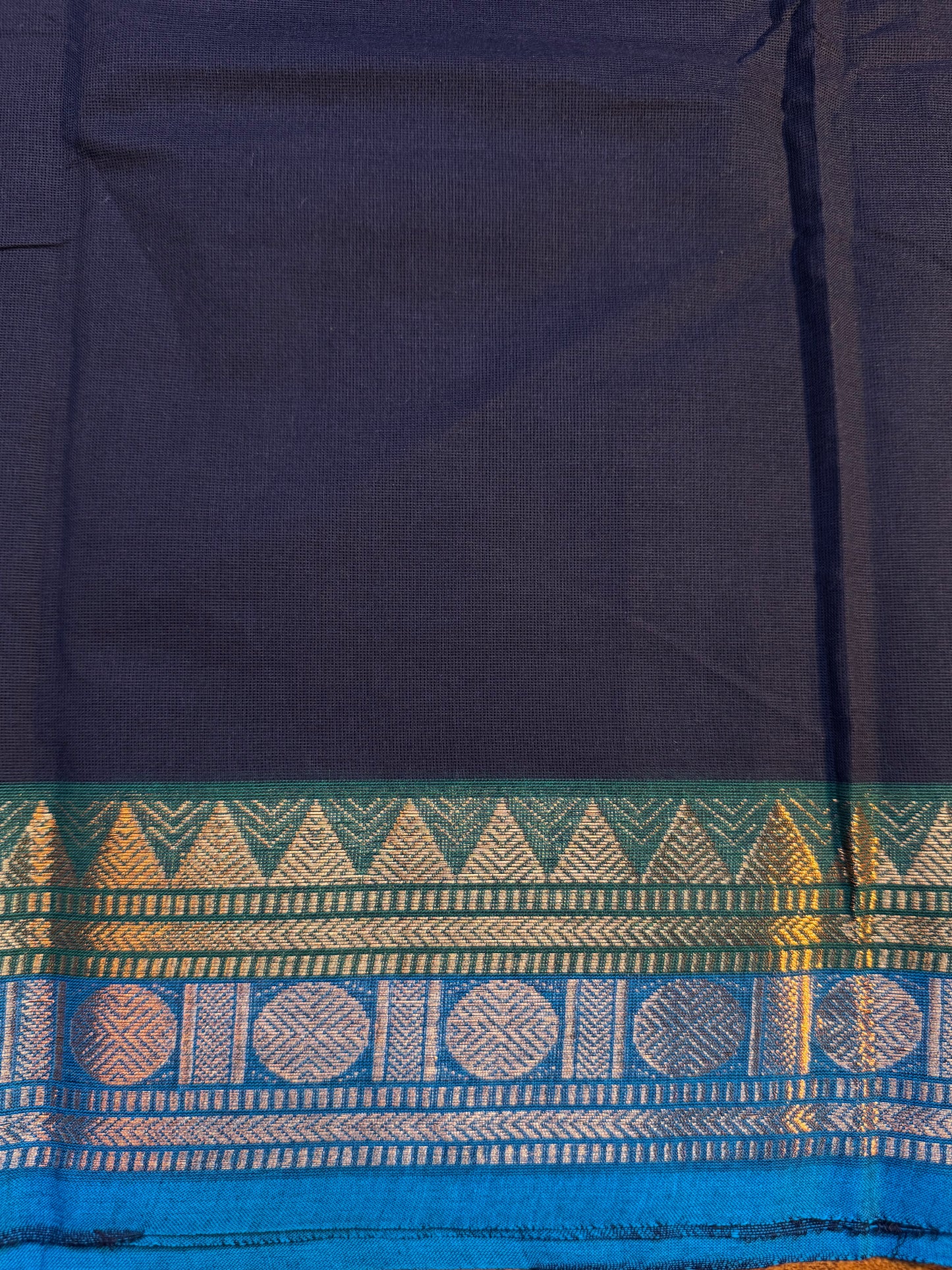 NavyBlue with double border chettinadu saree