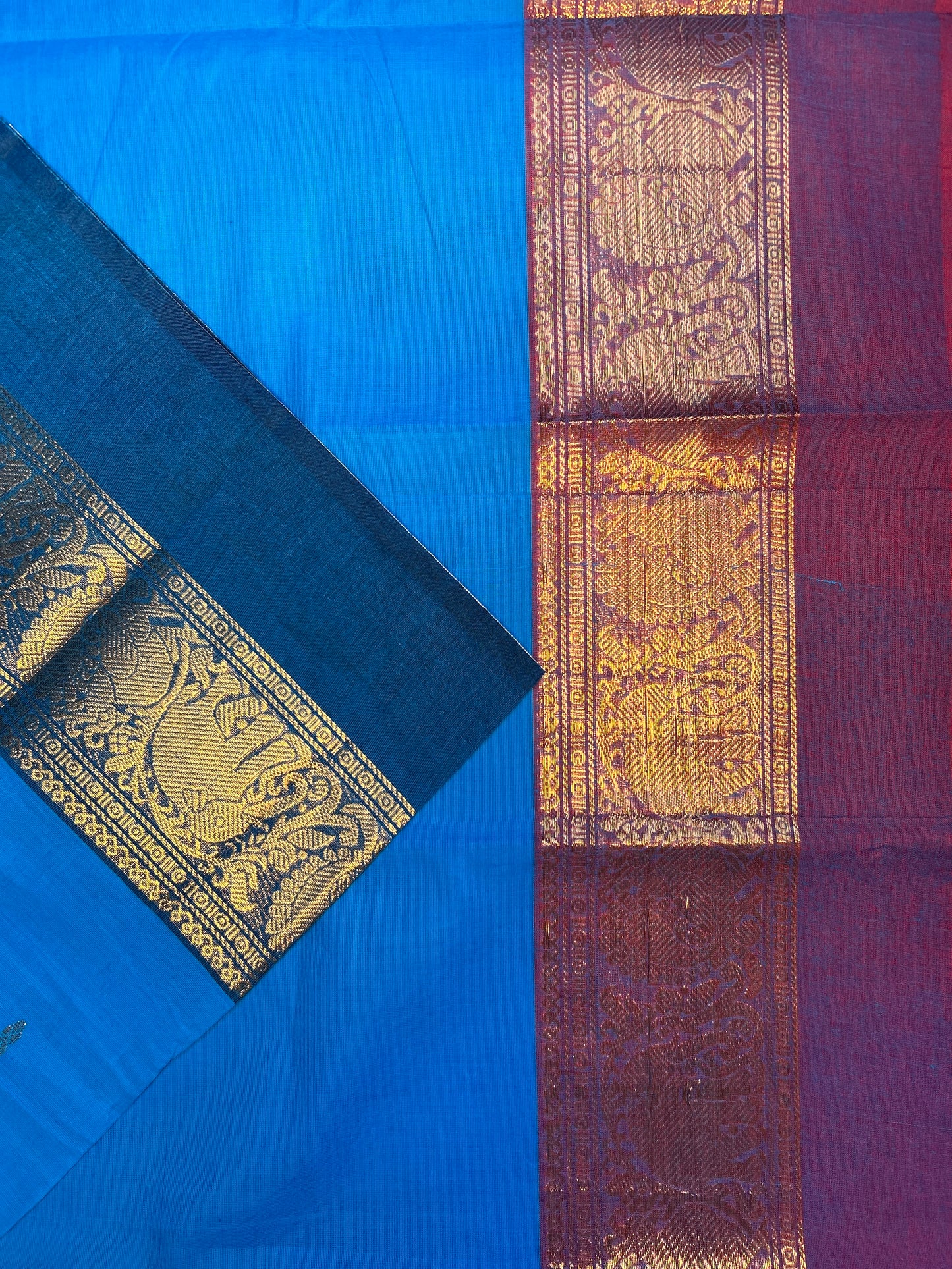 Light Blue Ganga Jamuna Chettindu saree