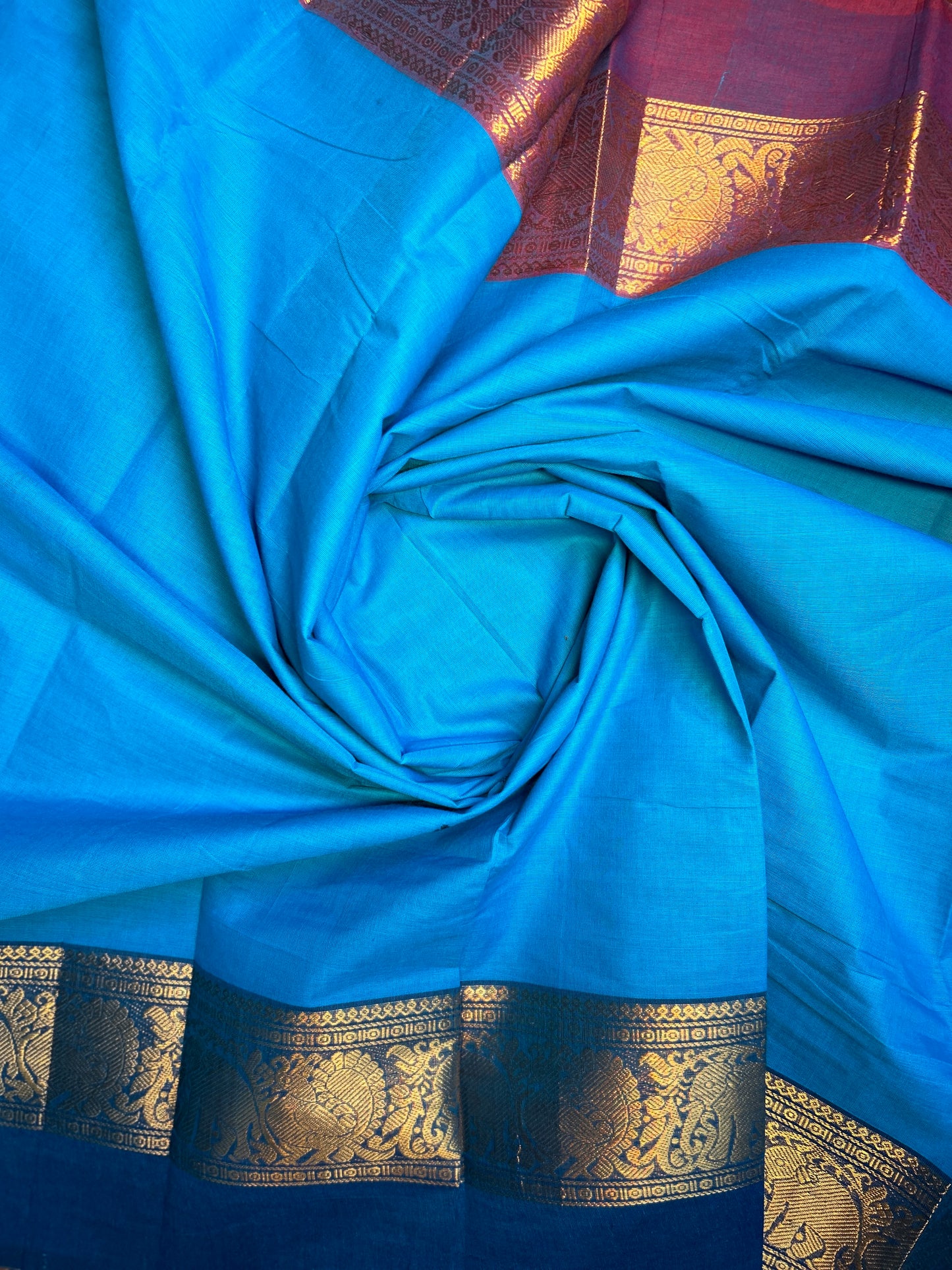 Light Blue Ganga Jamuna Chettindu saree