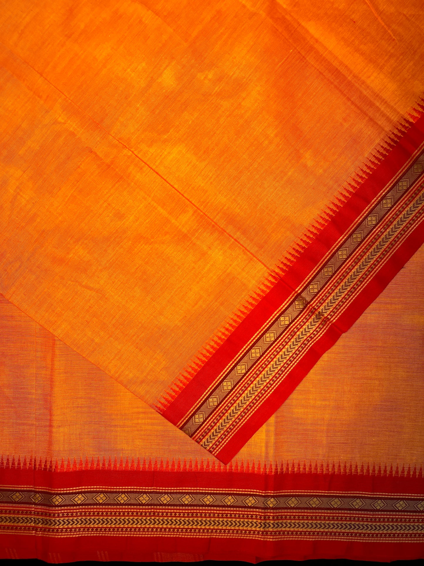 Orange with red chettinadu Saree