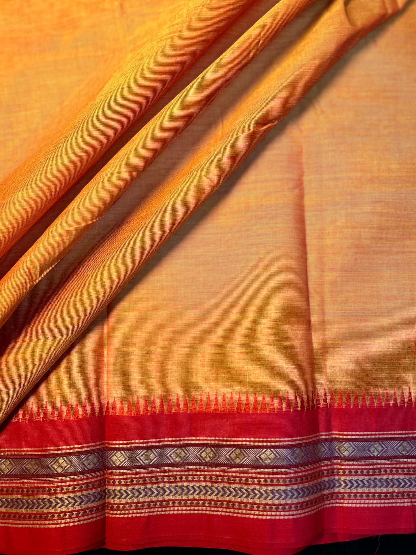 Orange with red chettinadu Saree