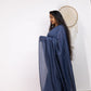 Greyish Blue Cloud Cotton Saree