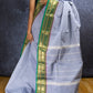 Grey and Green Chettinadu Cotton Saree