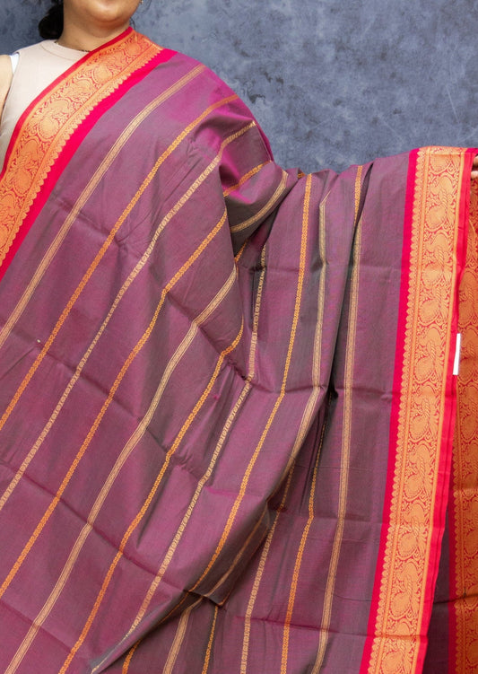 Double Shaded Purple Veldhari Cotton Saree