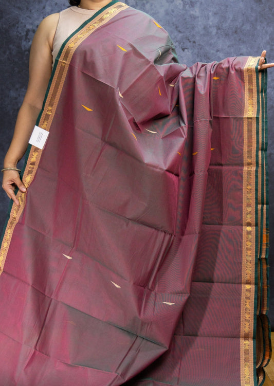 Dark Mavu Rain Drop Chettinadu Cotton Saree