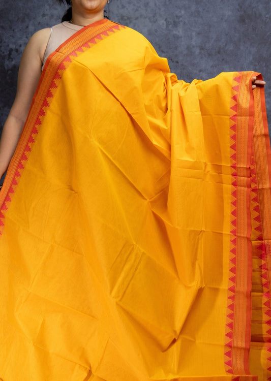 Yellow Thazhampoo Chettinadu Cotton Saree