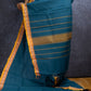 Peacock Blue Small Thread Border Chettinadu Cotton Saree