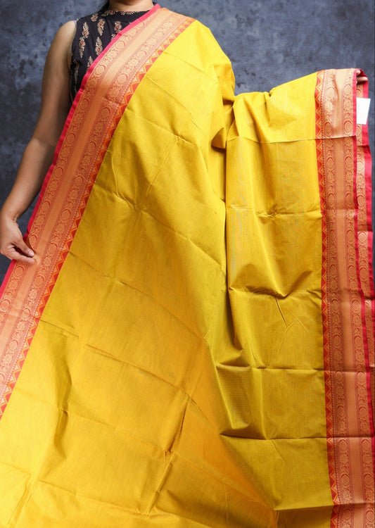 Lime Yellow Chettinadu Cotton Saree