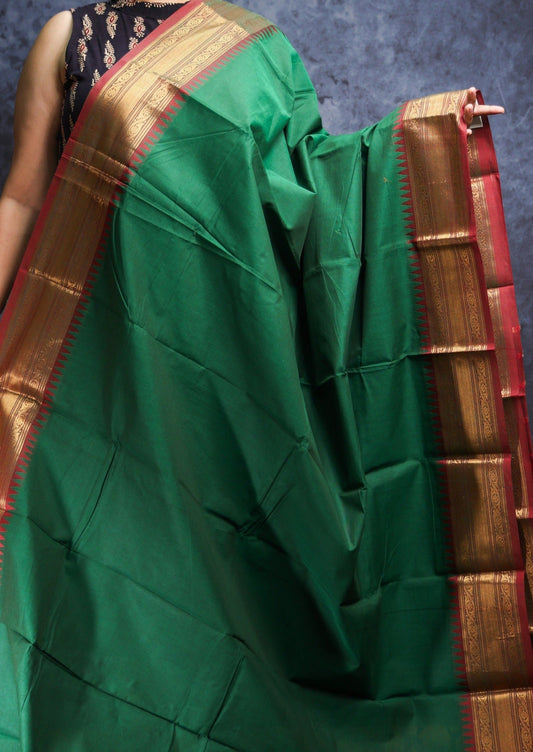 Green and Maroon Chettinadu Cotton Saree