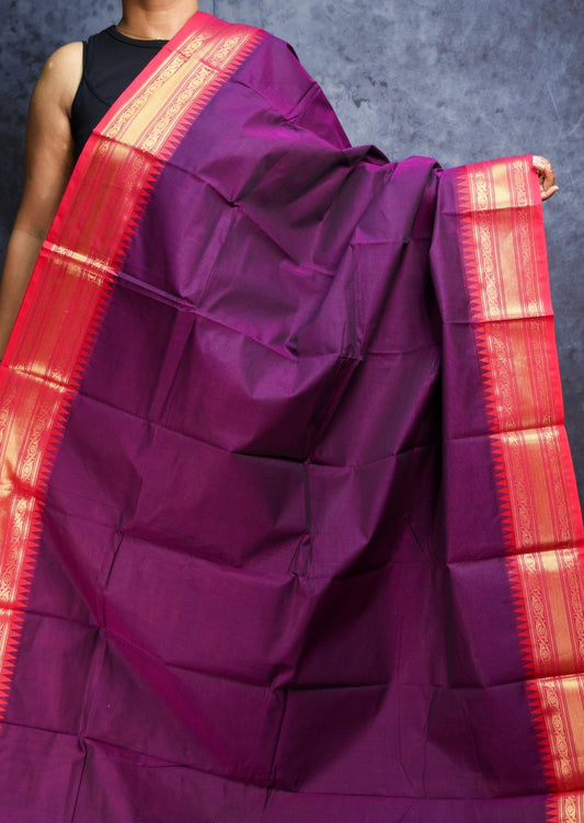 Violet and Pink Chettinadu Cotton Saree