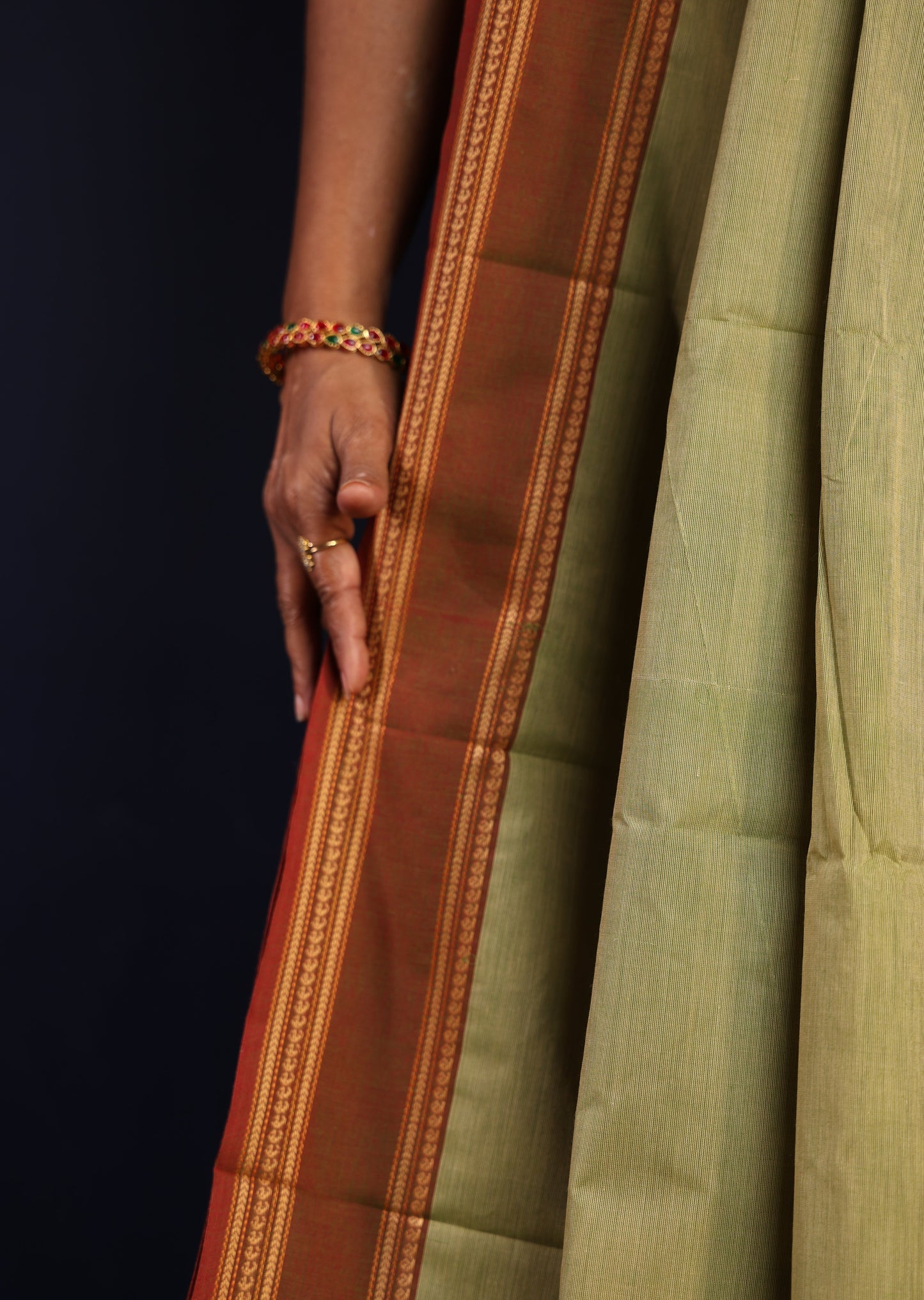 Green Retta Petta Chettinadu Cotton Saree