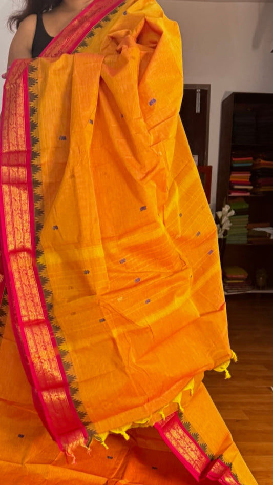Orange and Pink Chettinadu Saree