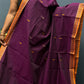Violet and Mustard Small Border Chettinadu Cotton Saree