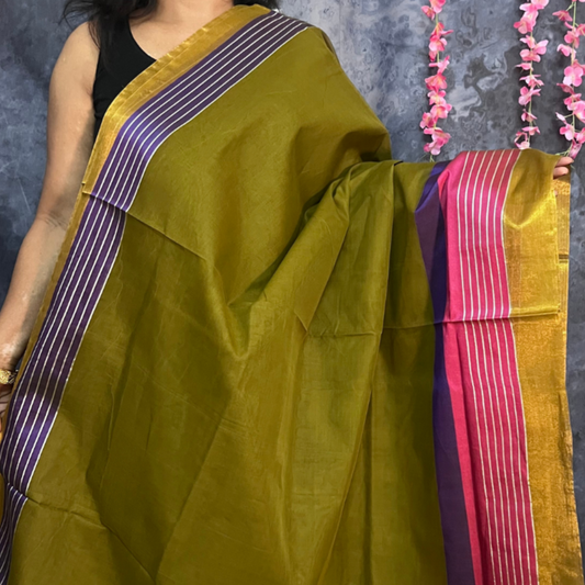 Olive Green Venkatagiri Cotton Saree