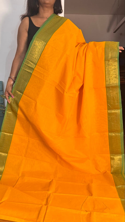 Mango Ripe Yellow Chettinadu Saree