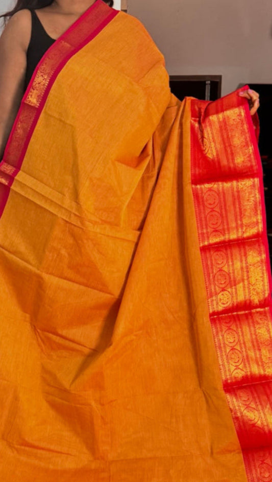 Orange Big border chettinadu saree
