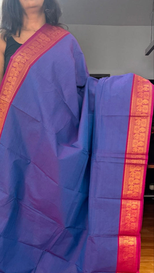 Dark Lavender wth Majenta Chettnadu Saree