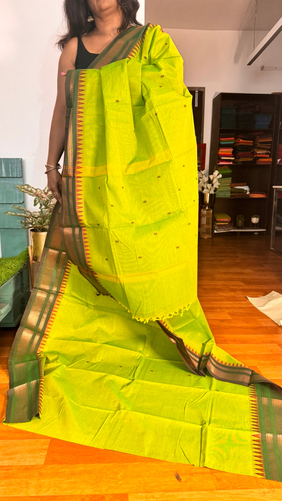 Lime Green Chettinadu Saree