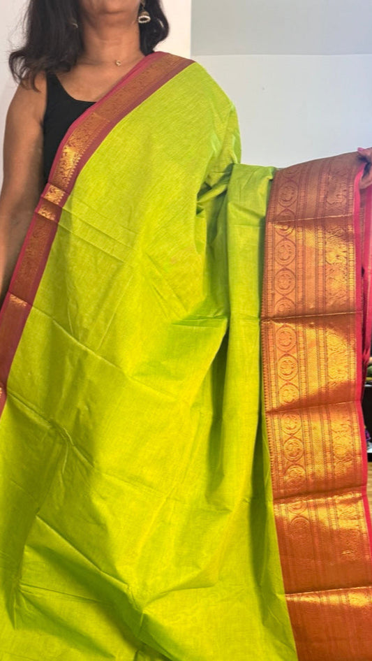 LIME Green Chettinadu Saree