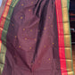 Coffee Brown checked Double Border Chettindu Saree