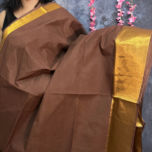 Brown Venkatagiri Cotton Saree