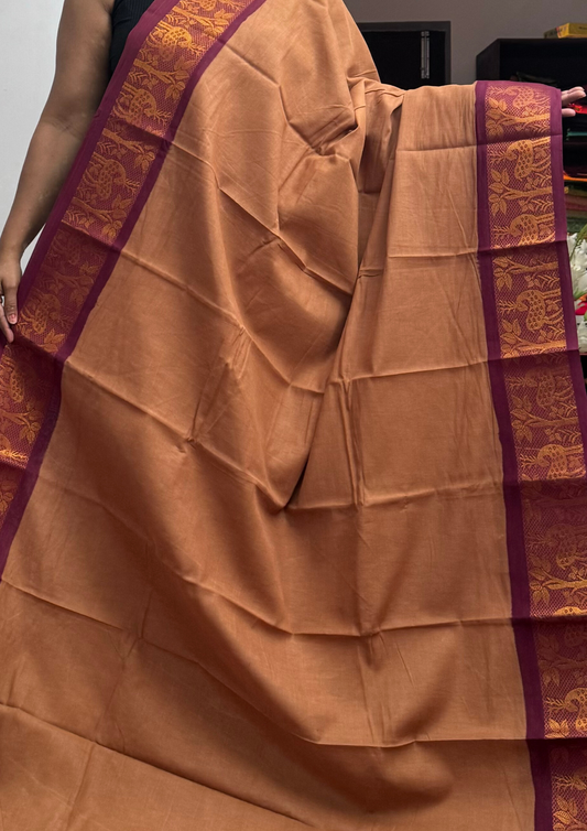 Cinnamon Sungudi Cotton Saree