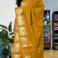 Mustard Yellow Silver Border Checked Sungudi Cotton Saree