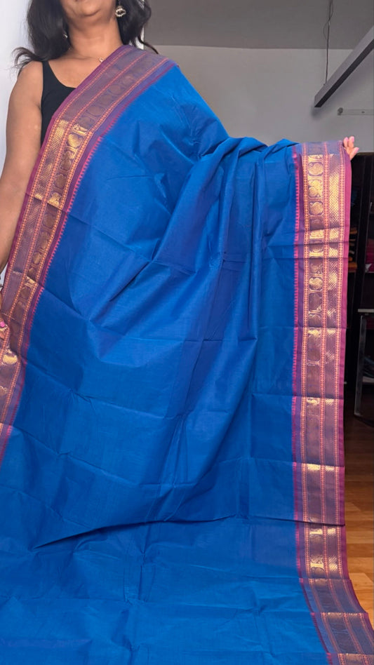 Blue and Pink chettinadu Saree
