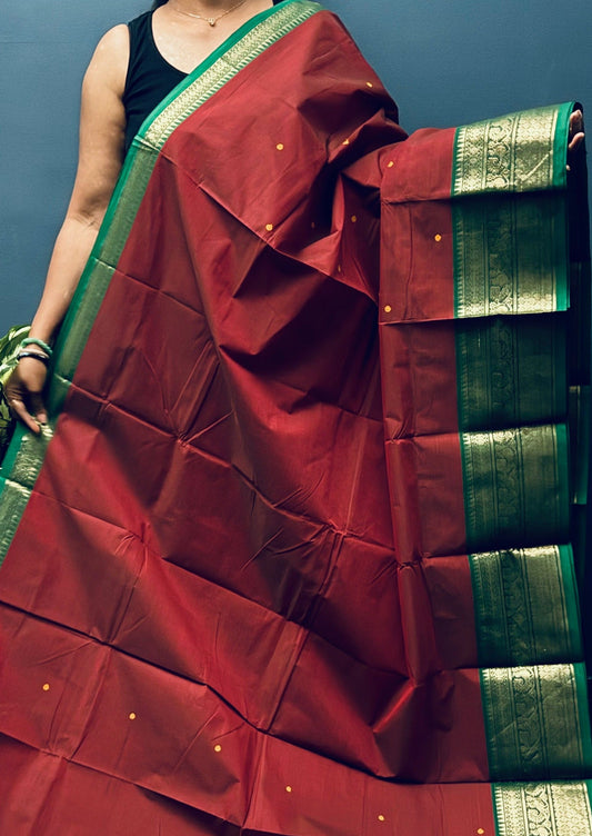 Red & Green Chettinadu Cotton Saree