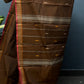 Chocolate Brown Small Border Chettinadu Cotton Saree