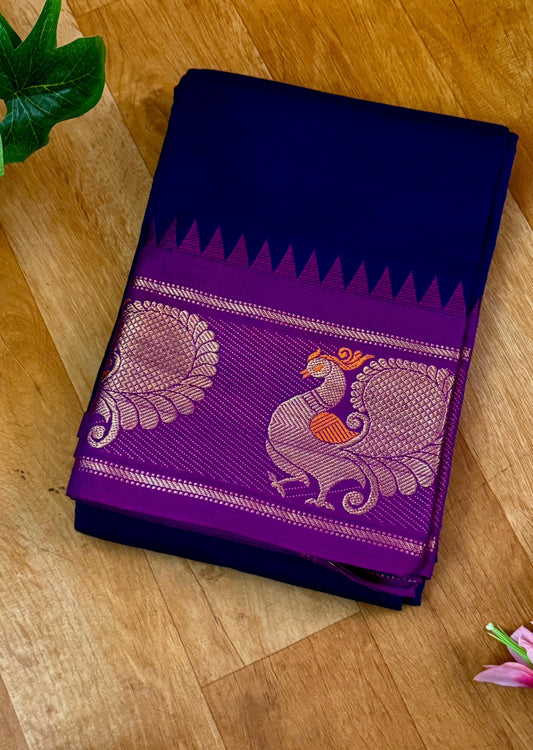 Navy Blue Chettinadu Cotton Saree