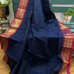 Ink Blue Temple Border Chettinadu Cotton Saree