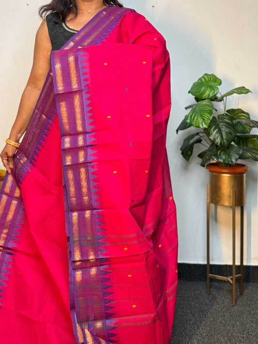 Majenta with Blue Chettinadu saree
