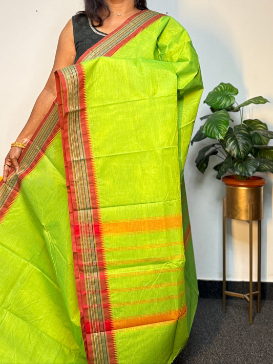 Paroot Green with Maroon Chettinadu saree