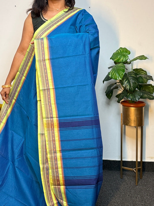 Blue Thread Small Boarder Chettinadu Saree