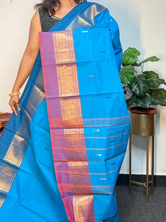 Light Blue Ganga Jamuna Chettindu saree