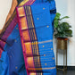 Blue Checked Double Border Chettinadu Saree
